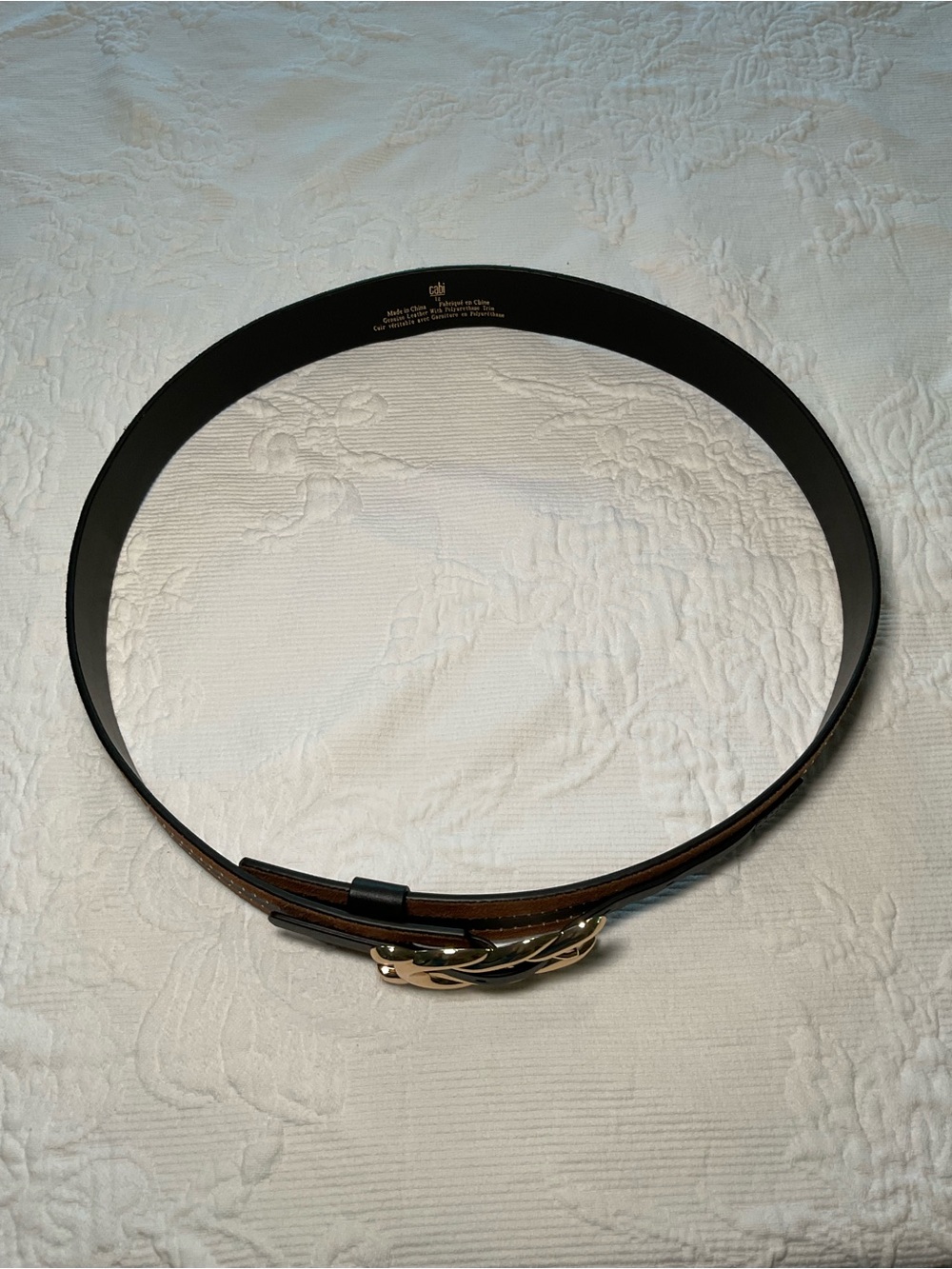 CAbi Brown Leather Belt with Gold Twisted Buckle